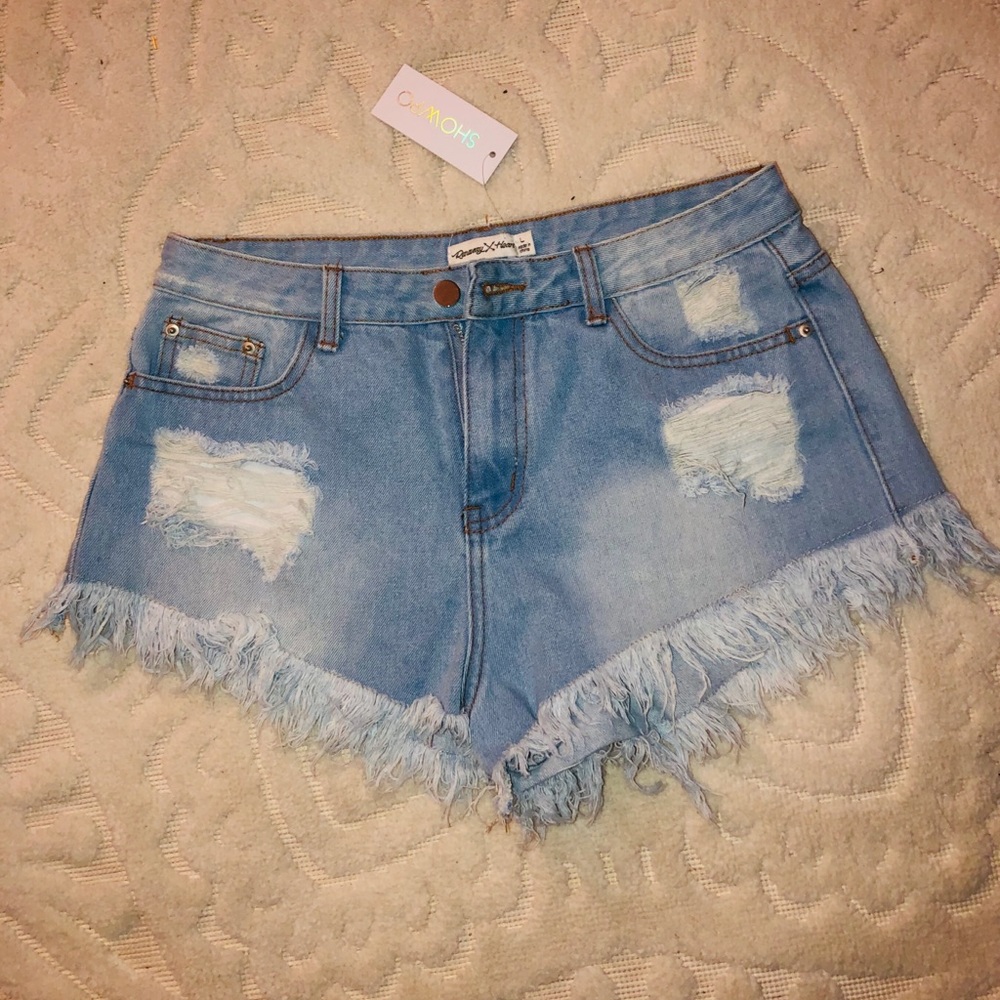 Blue jean high waisted shorts